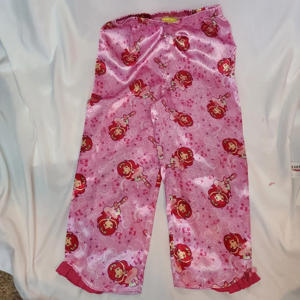 Y2k Strawberry Shortcake Girls Pink Pajama Pants Size 5 READ HOLE‎ FABRIC